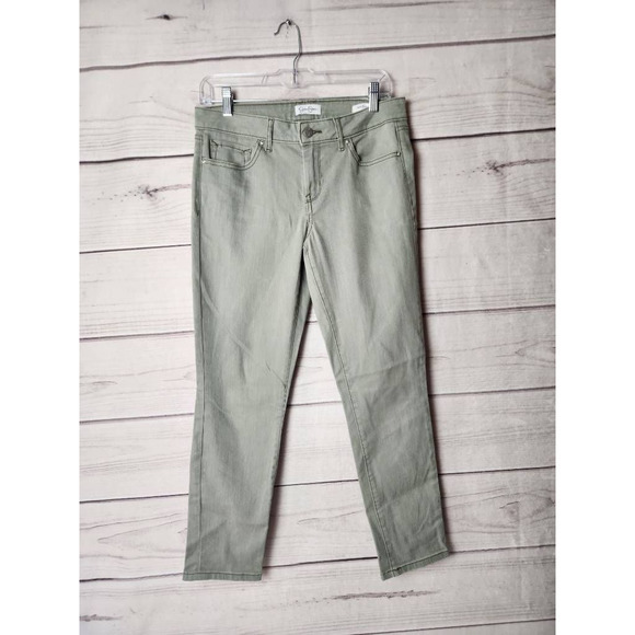 Jessica Simpson Womens Rolled Crop‎ Skinny Jeans Green Stretch Mid Rise Denim 6 - Picture 1 of 7